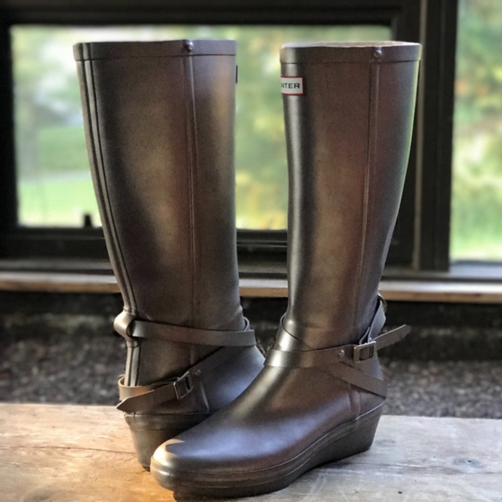 size 10 EU 42 Hunter wedge rain boots rainboots